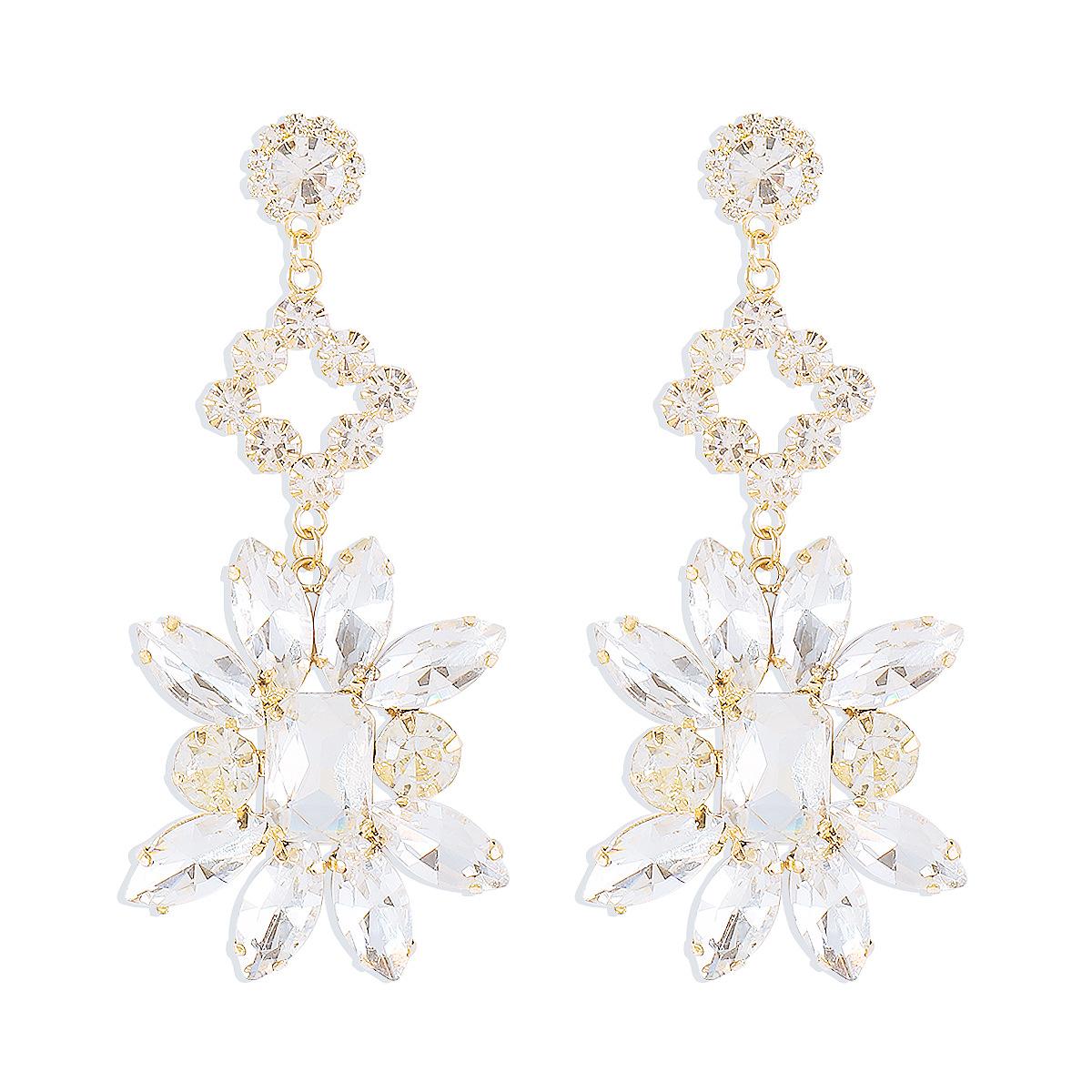 

Винтажные цветочные серьги E11683 Преувеличенный геометрический дизайн Сплав со стразами Женские Для StyleA