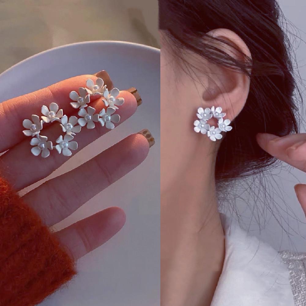 Korean Pearl Tassel Earrings with Silver Needle
