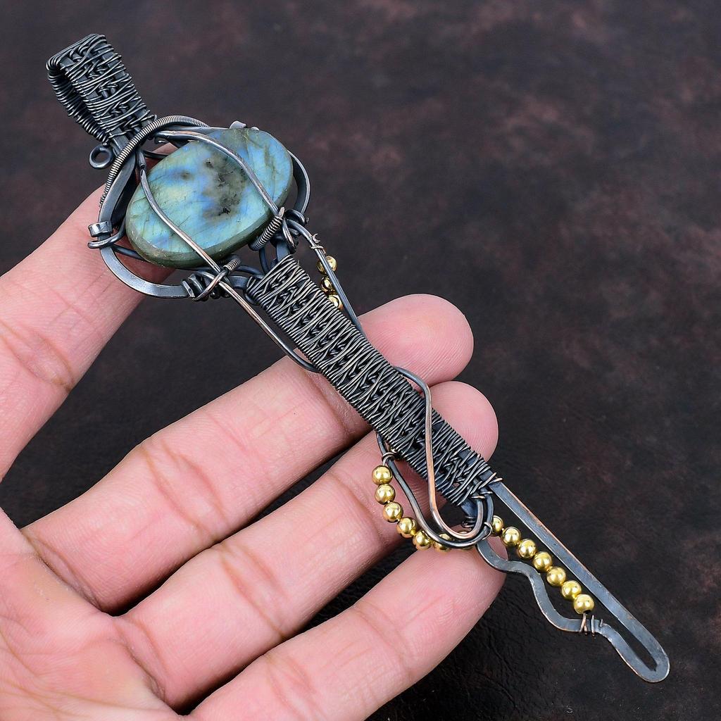 Labradorite Pendant Copper Wire Wrapped Pendant Handmade Copper Jewelry Key Pendant Gemstone Pendant Wire Wrapped Jewelry Gift For Wedding
