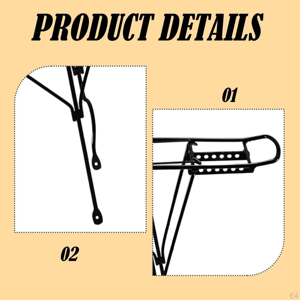 Kids Bike Rear Cargo Rack Carrier Back Seat Easy To Install Replacement Accessory Durability Steel