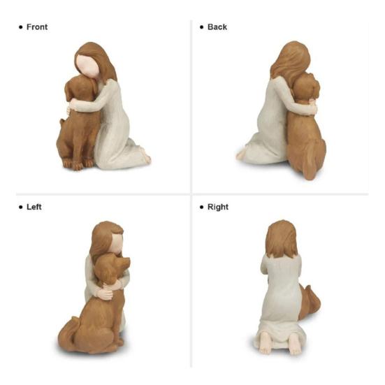 Figurka dívky se psem z pryskyřice Ručně malovaná socha anděla pro psy pro milovníky psů Soustrastné dárky při ztrátě mazlíčka pro domácí ložnici obývací pokoj Stolní polička