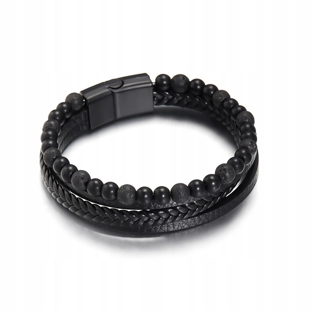 Men' Leather Bracelet Titanium Braided As A Gift THICK Fashionable