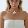 Flower Drop Y Necklace Women Flower Choker Chain Adjustable Dainty Long Necklace Gift for Wedding Birthday Anniversary