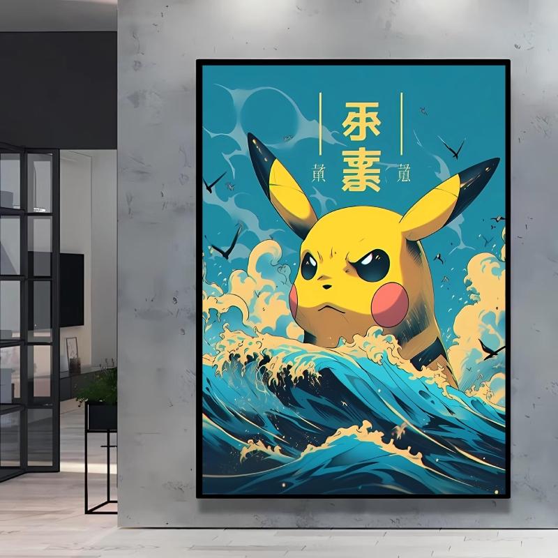 Canvas Poster Pokemon Pikachu Cartoon Picture Lasting Colors Children Gifts Classic Home Living Room Walls Decorative Painting