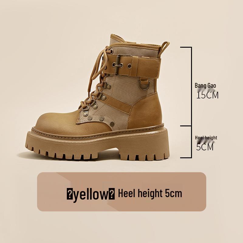 

Women s 2025 Autumn Retro British Style Rivet Martin Boots - Big Yellow Motorcycle Short Boots with Thick Sole 37 жёлтый