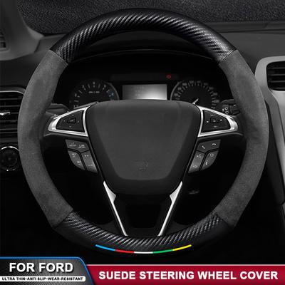 For Ford Focus Mondeo Ranger F150 Raptor Puma Edge Explorer Ecosport Kuga Bil Semsket Karbonfiber Sklisikker Rattdeksel
