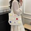 Hollow Out Lover Heart Thread Woven Bag Beach Handbag Tote Bag Beach Bag Large Capacity Bohemian Style Shoulder Bag Girls CLE