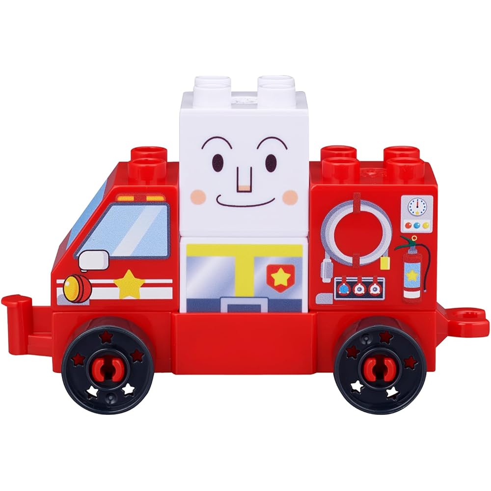 Bandai Blocklabo Vehicle Building Blocks Set with Anpanman and Fire Truck for Kids