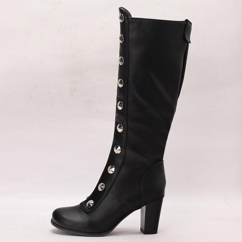 Women's High-heeled Boots, Sexy European and American Style Thick Heel Large Size Solid Color Medium Boots