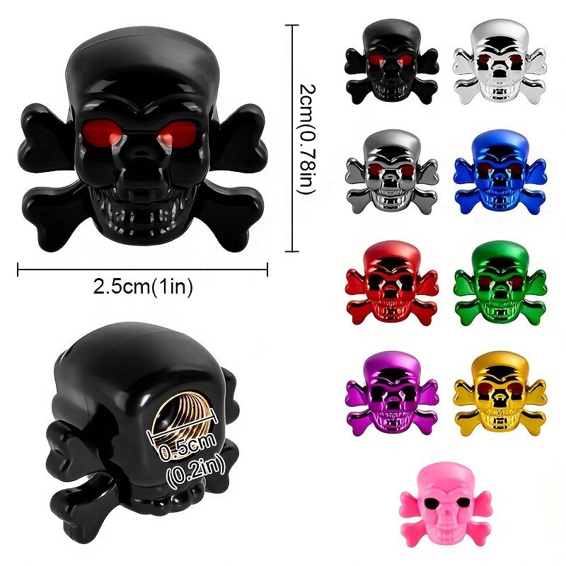 4Pcs Bone Skull Car Tire Valve Caps Dustproof Anti-Theft Air Leak Protection Standard 8V1 Thread Auto Wheel Styling Caps Valve Stems 1