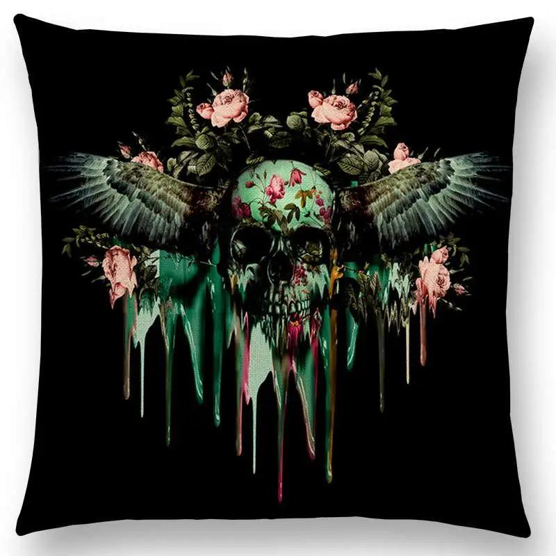 Latest Gorgeous Death Beautiful Skull Floral Garden Colorful Flower God Meaning of Life Cushion Cover Car Sofa Throw Pillow Case