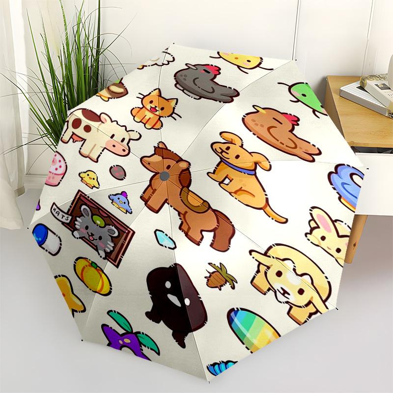 

Cute Animals, Cartoon Icons Themed Automatic Opening and Closing Umbrella, Compact Travel Umbrella, Lightweight and Portable, Suitable for B