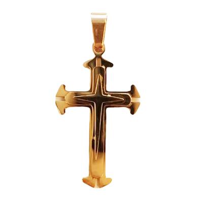 [R8061] - Golden 'Cross' Steel Pendant - 30x20 Mm