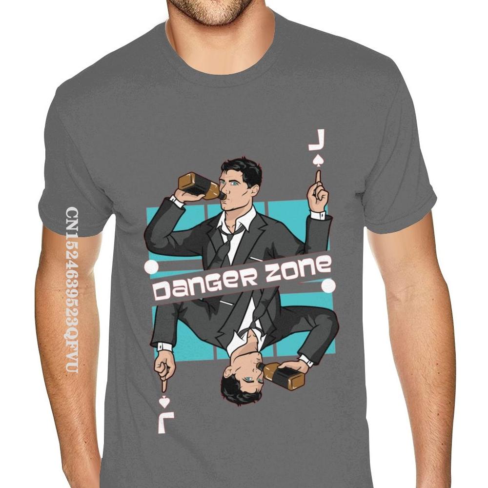 Hot Sale Archer The Danger Zone Shirt Custom Cotton Oversized Anime Tshirt Men For Men's Graphic Black Tees Shirt England Style