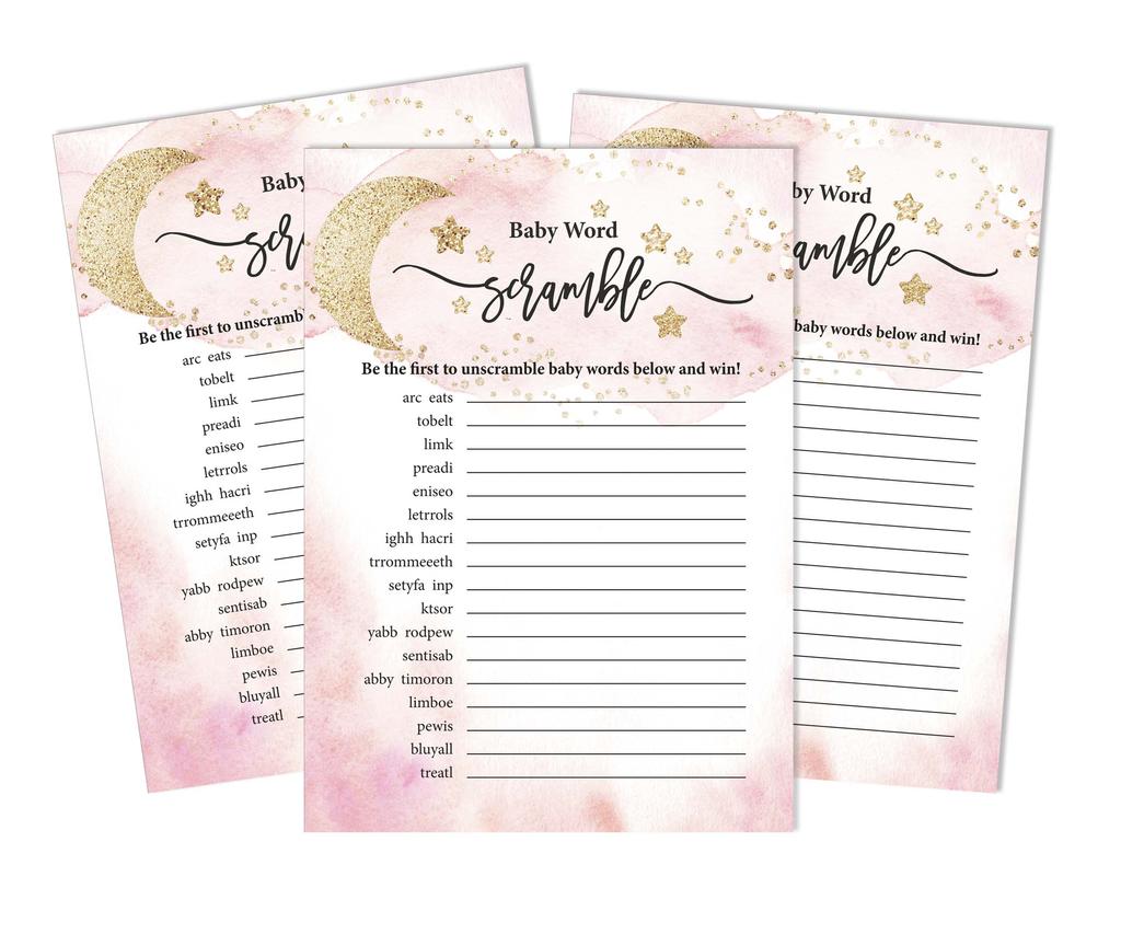 Inkdotpot 50A  Advice CardsA  For Baby Shower Game Glitter Star Advice For New Mom & Dad Gender Reveal Boy Or GirlA  Party