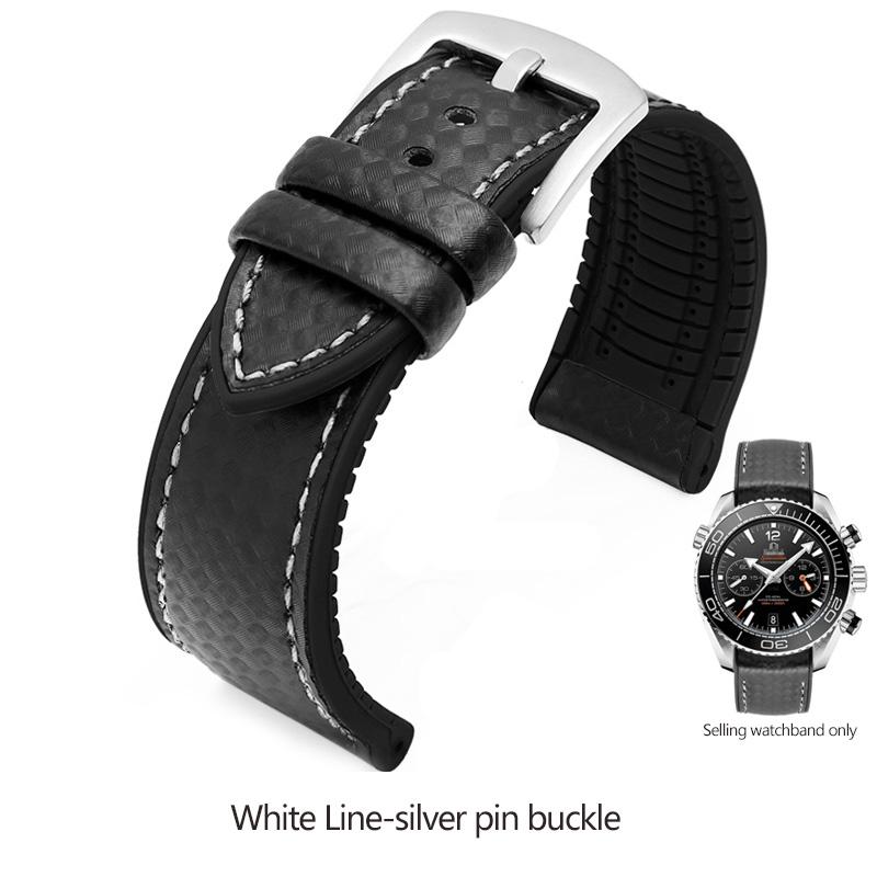 Silikonowy Pasek z Włókna Węglowego Wodoodporny Pasek do Zegarka dla Omega Speed Master Gumowy Zamiennik Męska Bransoleta Pasek 18mm 20mm 22mm 24mm
