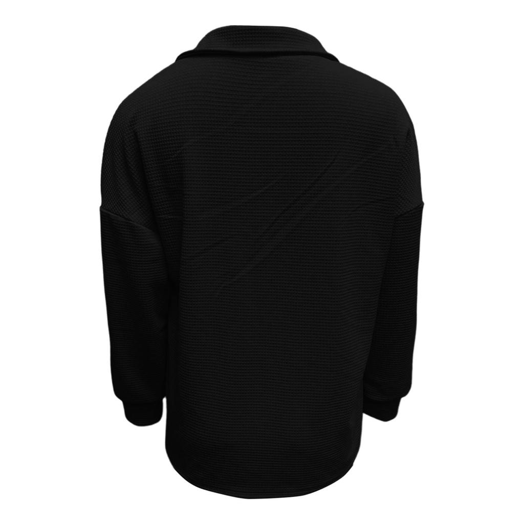 Women's V-neck Button-down Knit Color Loose Pullover Long-sleeved Top