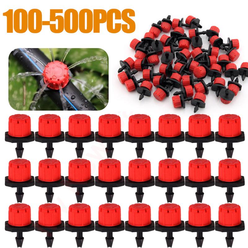 500PCS Irrigation Drippers Sprinklers Adjustable Water Dropper Head Sprinkler Flow Head Garden Watering Irrigation System