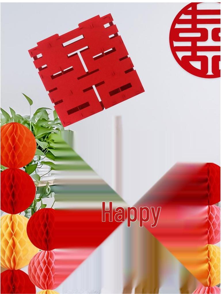 Double Happiness 3D Wedding Ornament & Sticker Set for Bedroom and Living Room Decor