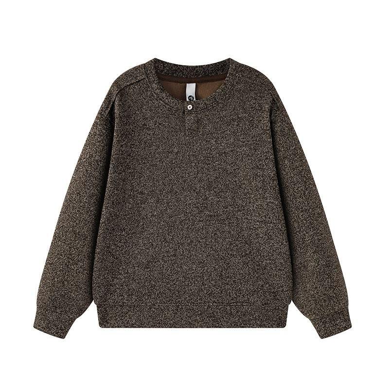 Herren Casual Langarm Sweatshirt Lockerer Schnitt Einfarbige Runde Halslinie Tägliches Tragen Mode Top