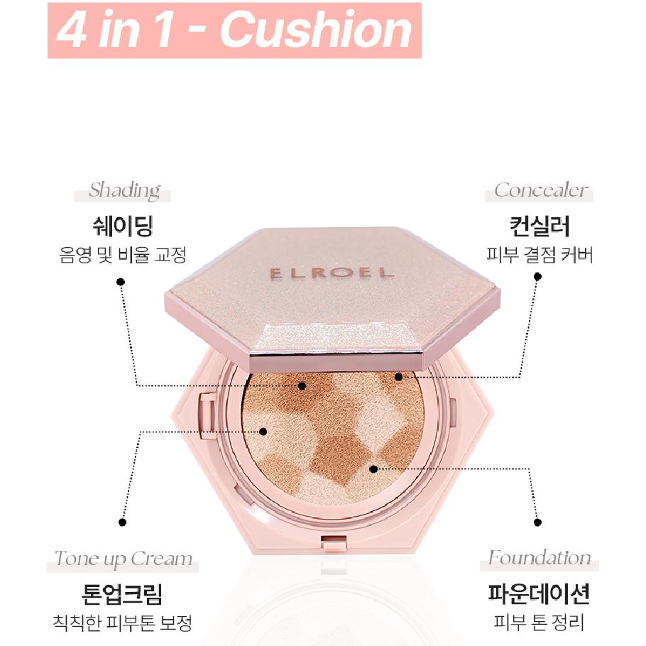 ELROEL Blending Compact Big Cushion Pink – 25g / Brightening, Moisturizing, Korean Cosmetics, Kbeauty