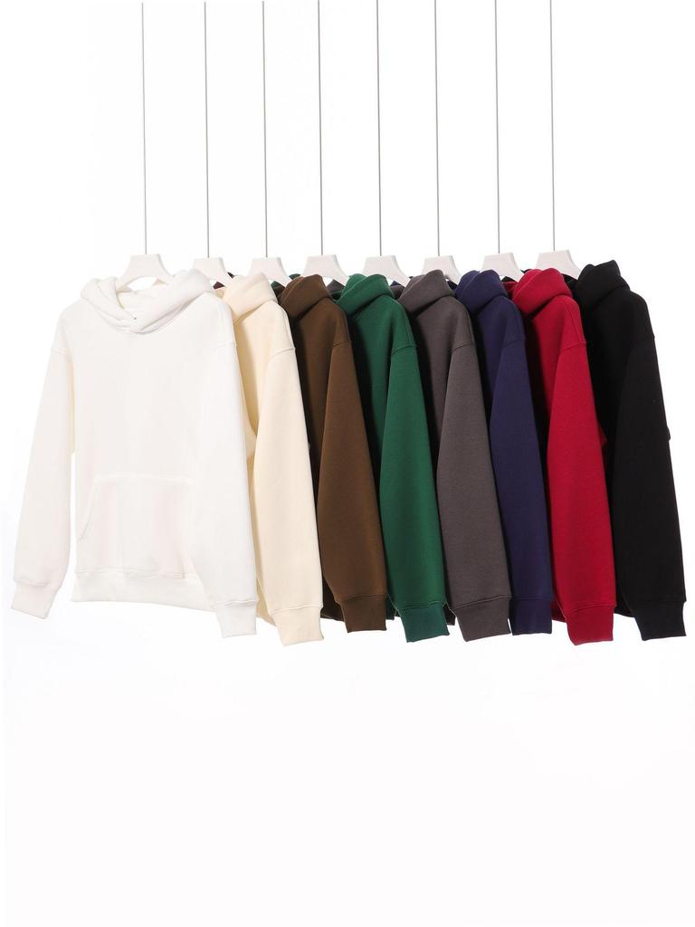 Retro Heavyweight 480g Hooded Sweatshirt - Thick Fleece Drop Shoulder Pullover for Men and Women