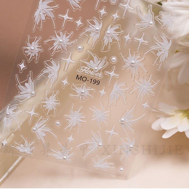 

2024 New Nail Beauty Stickers Three-Dimensional Daisy Asterism Small Flower Butterfly Stickers DIY Nature Fresh Sweet Style MO-199 Pearl Star Butterfly
