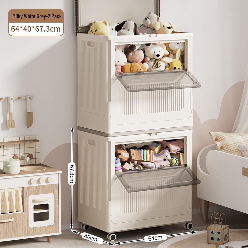 Foldable Plush Toy Storage Basket - Extra Large Flip-Top Box for Living Room