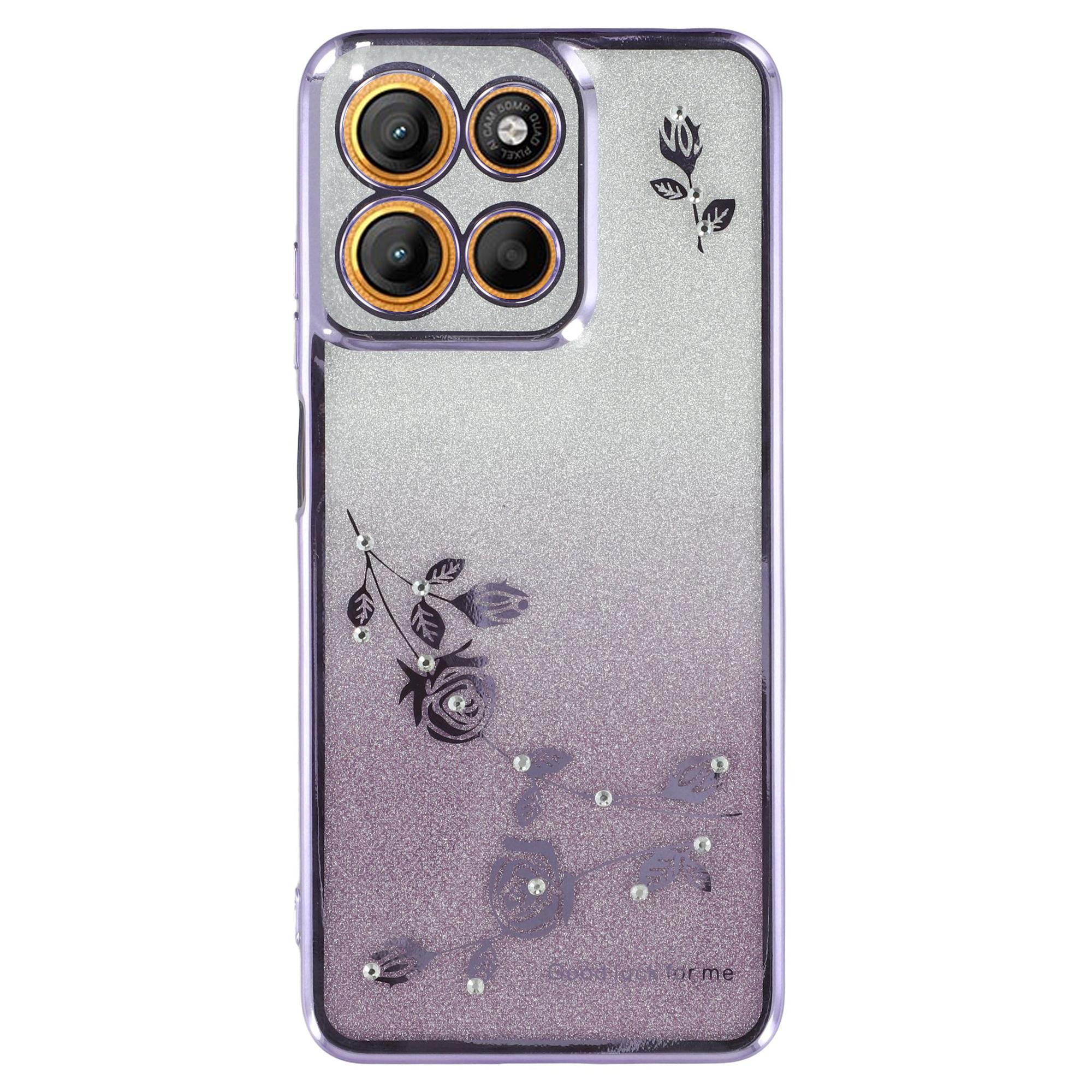 

KADEM For Motorola Moto G15 4G/G15 Power 4G Case Flower TPU Flexible Gradient Phone Cover Purple