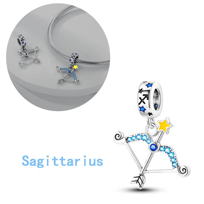 Świecące Zawieszki Urodzinowe Dwanaście Konstelacji Miedziane Wodnik Panna Pasują do Oryginalnych Bransoletek Wiszące Koraliki Cha DIY Biżuteria