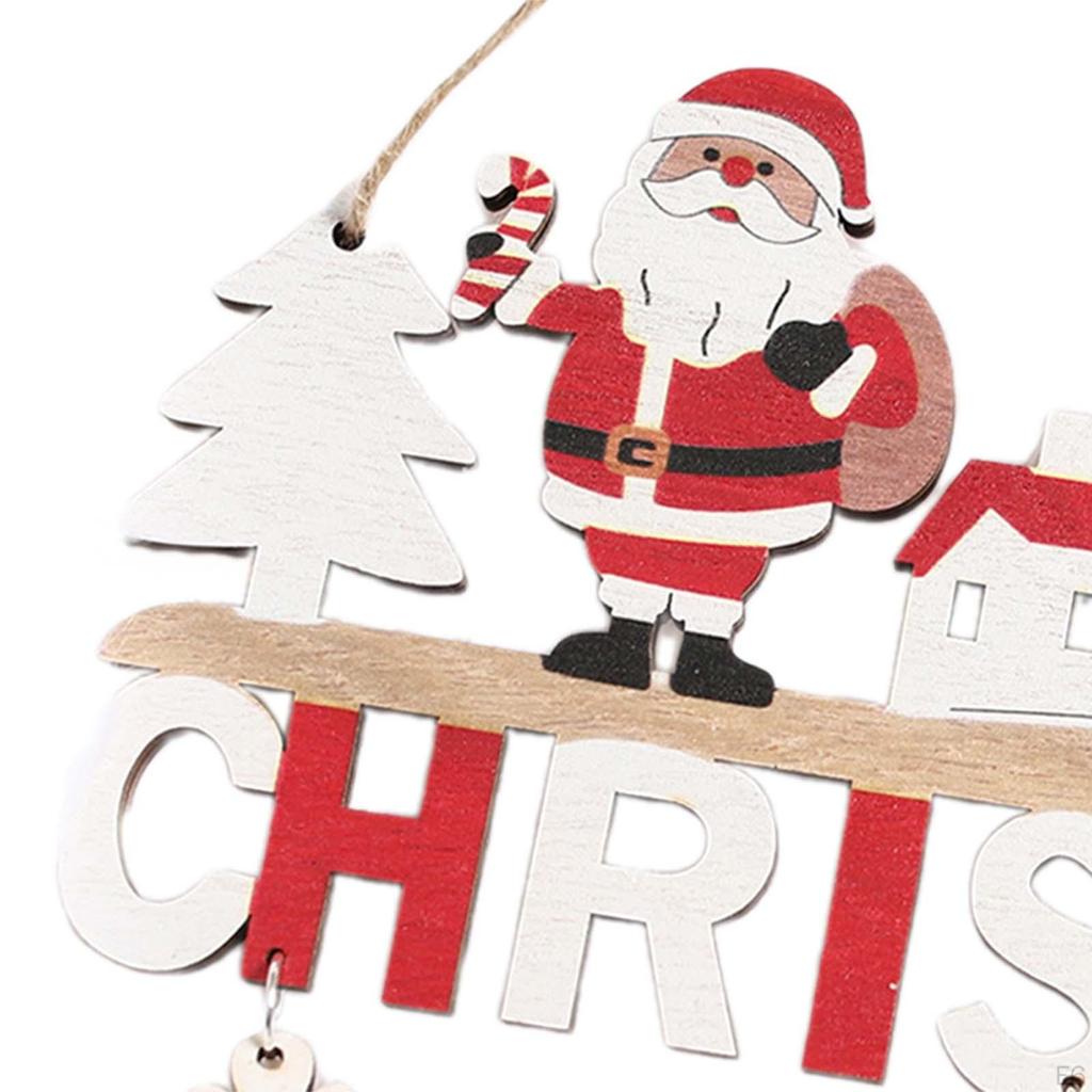 Christmas Wooden Pendant with Bells for Door Sign And Wall Decor