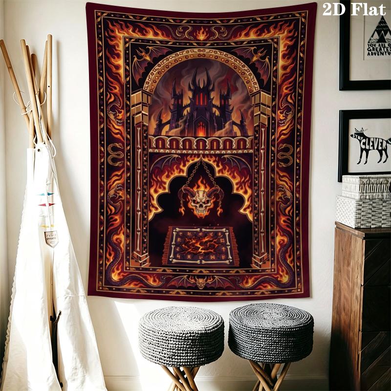 Demon Wall Tapestry Aesthetic Wall Hanging Printed Fabric Blanket Decorative Tapestries for Bedroom Living Room Home Decor