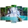 Impressão em tela de cinco peças Cachoeira Montanha Floresta Natureza