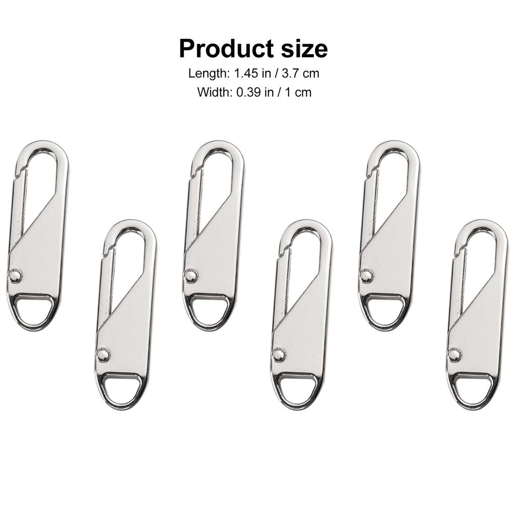 6Pcs Zipper Pull Tab Replacement Alloy Pullers Detachable for Backpacks Suitcases Coats Travel Sportswear Gear