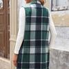 Women's Fashion Trend Vests for Autumn and Winter Contrasting Stripes Checkered Button Up Sleeveless Cardigans