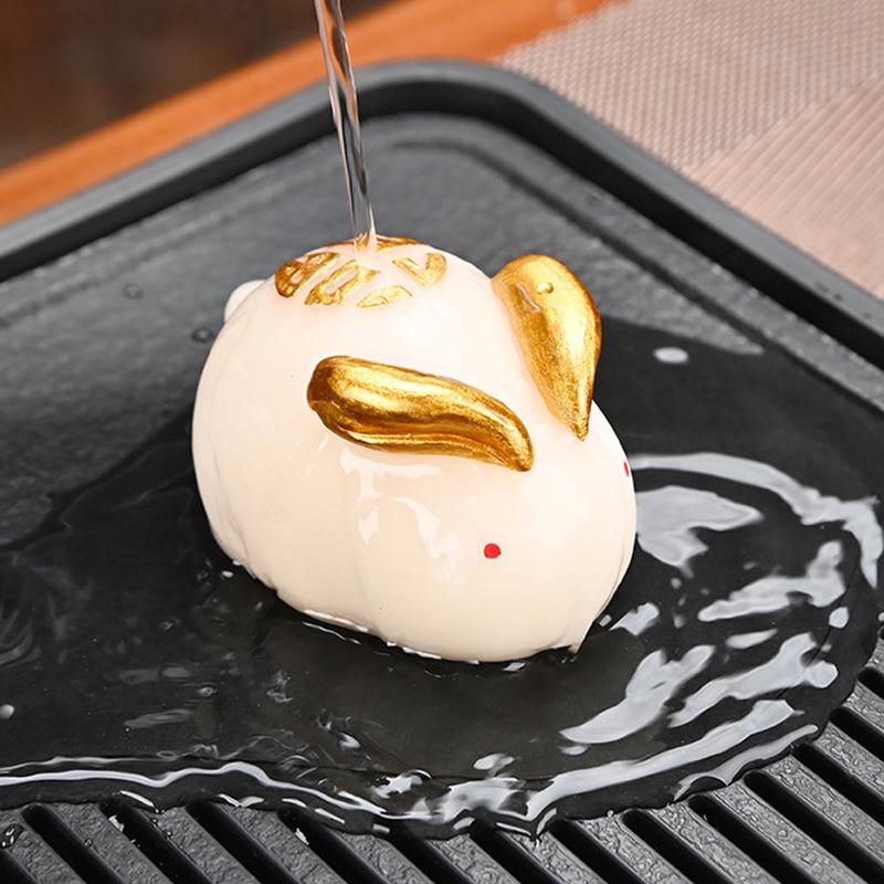 Čajové zvířátko měnící barvu Bílý králík Zlatý králík Doplňky na čajový stolek Mění barvu při zahřátí, Dekorační ozdoby