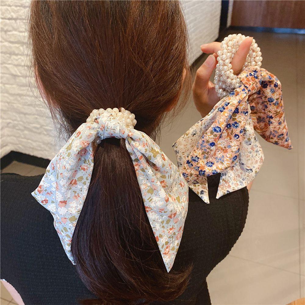 

Beach Multi-layer Headwear Pearl Korean style Hair Ring Women Hair Rope Bow Scrunchies Hair Circle