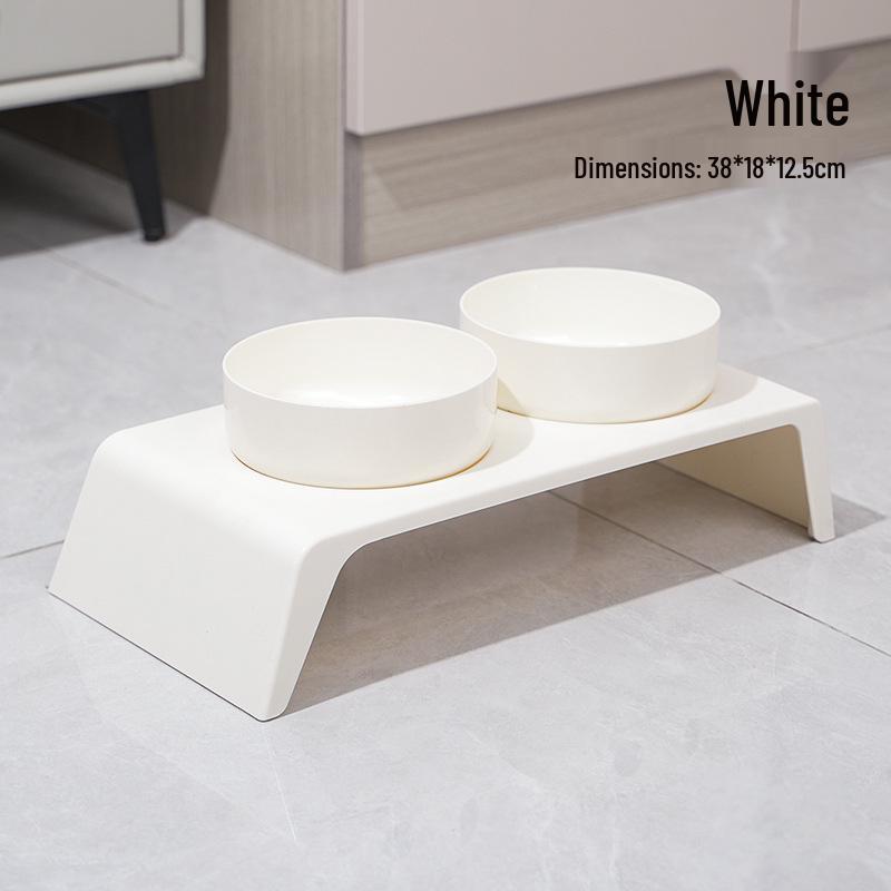 Pet Anti-Tip Double Bowl: Stainless Steel Cat & Dog Food Bowl with Neck Protection. Individual Boxed