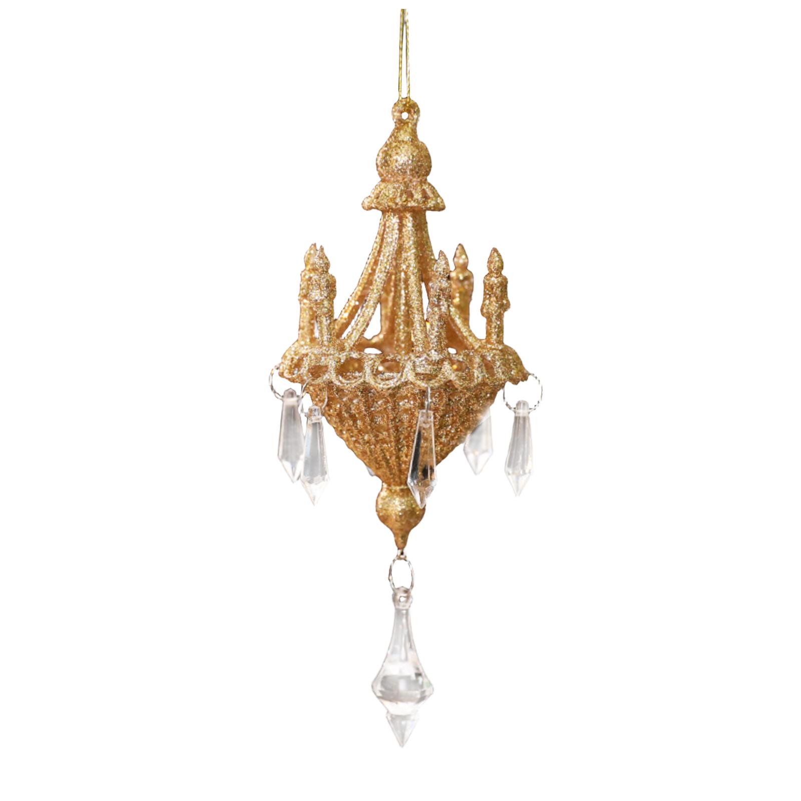 

3D Рождественская хрустальная люстра-подвеска, украшение рождественской сцены, ПК-украшение для рождественской елки One Size золотой