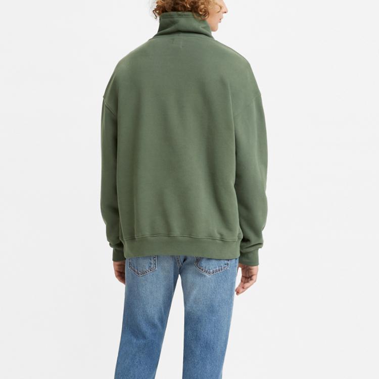 Levis Stand Collar Solid Color Long Sleeve Sweatshirt Men Sweatshirt Green A0752-0000
