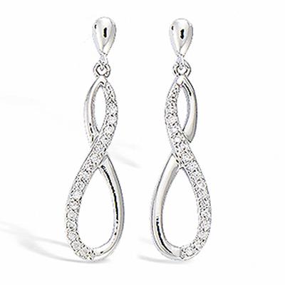 [L7449] - Silver 'Infini' Silver Earrings (rhodium-plated) - 25x6 Mm (infinity)