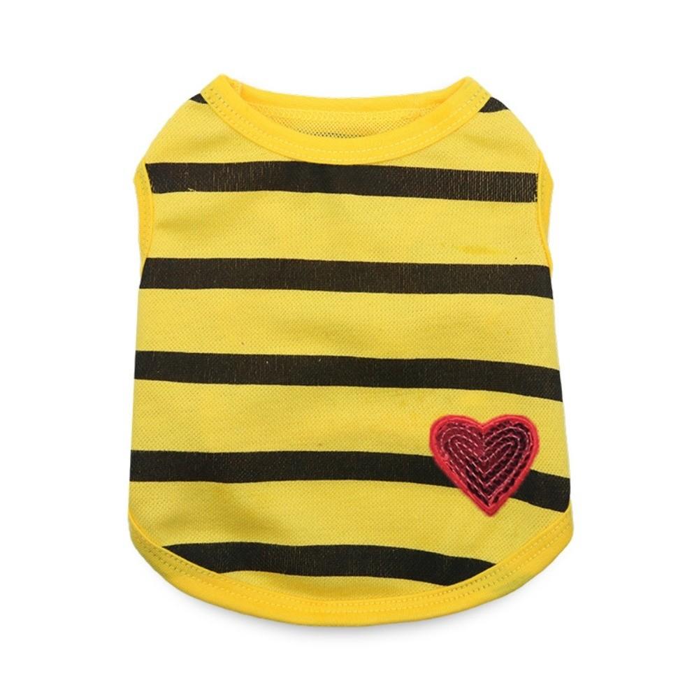 

Thin Design Dog Summer Vest Heart Pattern Pet Cooling Vest Dog Striped T-Shirt Casual Outfit XS жовтий