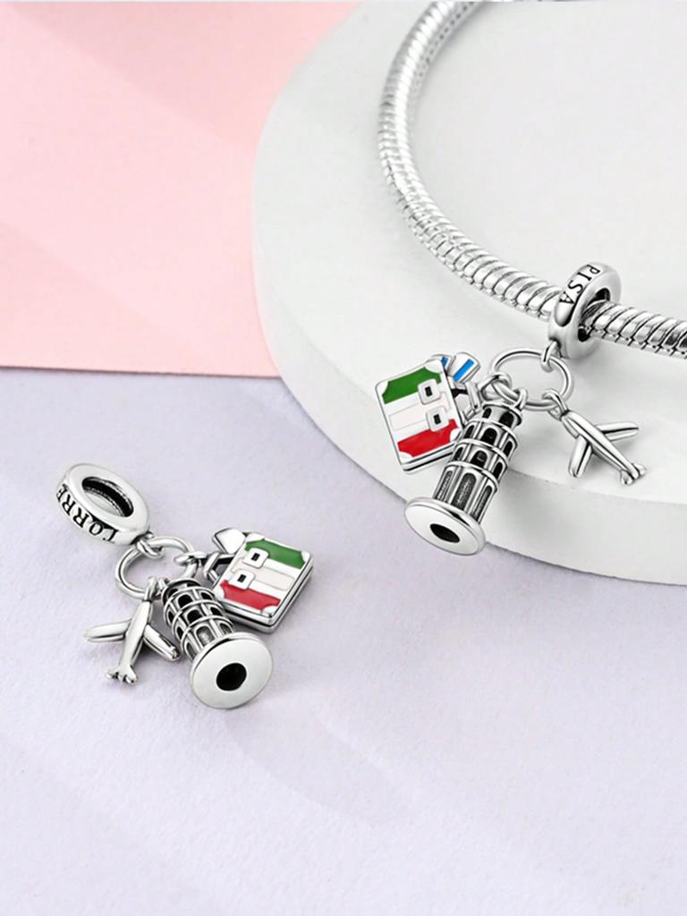 Romantic Leaning Tower Of Pisa Beads Charm Copper Plated Fit Charms Copperoriginal Bracelet For Jewelry Making Diy Charm