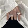BF CLUB 925 Sterling Rings for Women Simple Geometric Handmade Irregular Retro Wide Ring Allergy For Birthday Party Gift
