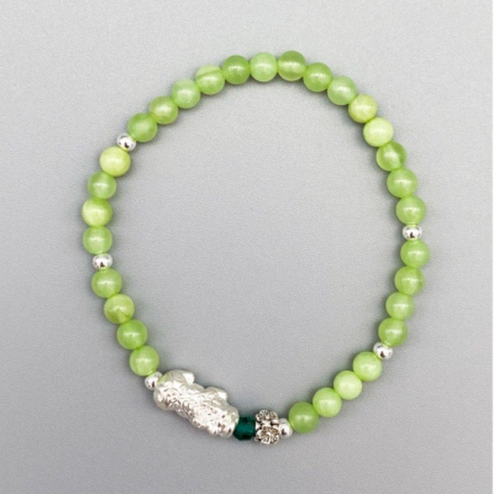 Silver Vihu Peridot Crystal Bracelet with Witch's Workshop Crystal In Its Bite