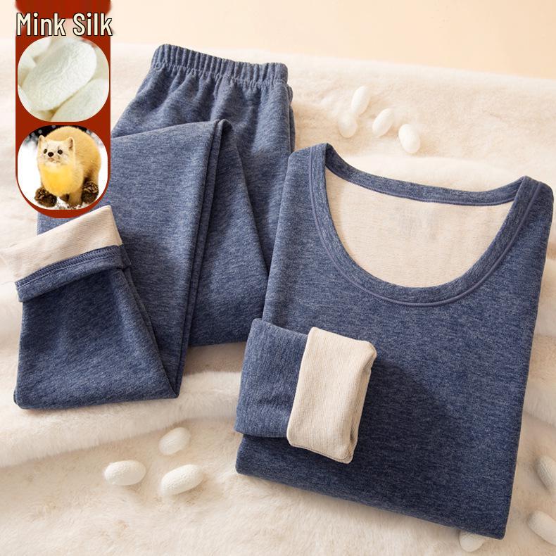 Mink Velvet Cashmere Silk Thermal Underwear Set for Men & Women - Autumn/Winter