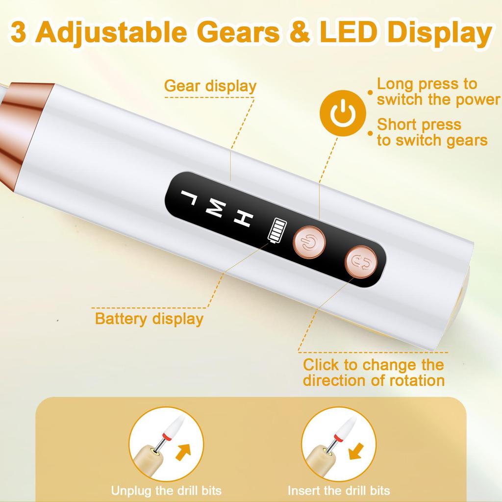 Cordless Electric Nail Grinder & Polisher: Portable Manicure Tool