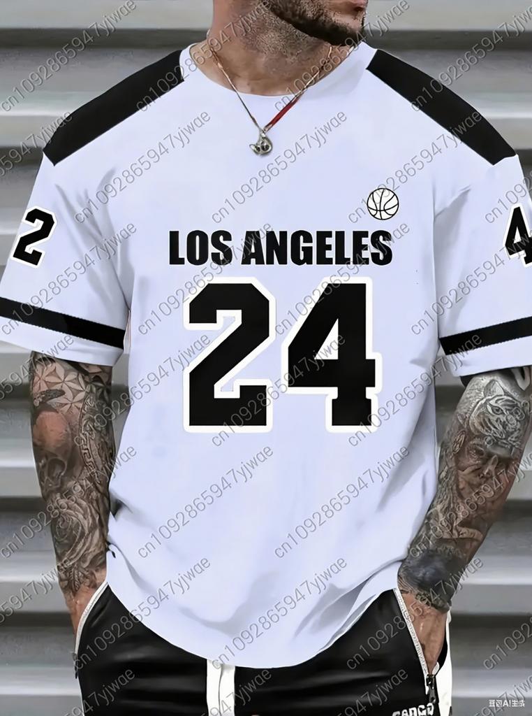 Number23 Los Angeles Print Mens T-Shirt Man Short Sleeves Sportwear Football T-Shirt Vintage Oversize 5 Colors Tees Men Clothes