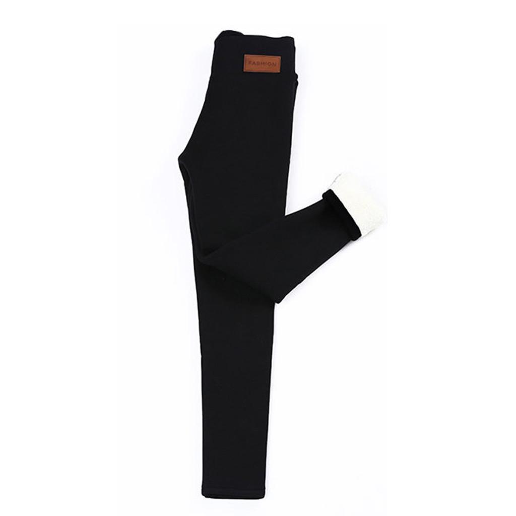 Solid Warm Winter Tight Thick Velvet Wool Women Cashmere Pants Trousers Leggings