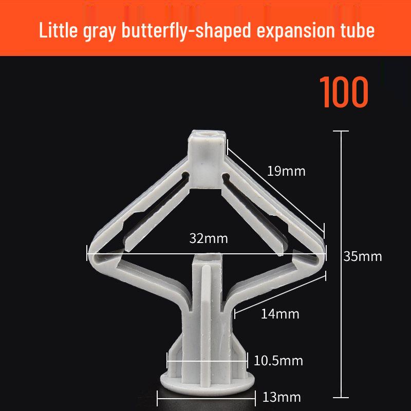 Gypsum Board Expansion Screw Set: Self-Tapping Plastic Plug & Butterfly Anchor